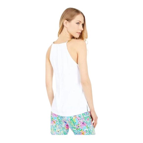 NEW! Lilly Pulitzer Women's Adrienne Halter Tank Top Resort White Size 10 NWT - Picture 8 of 11